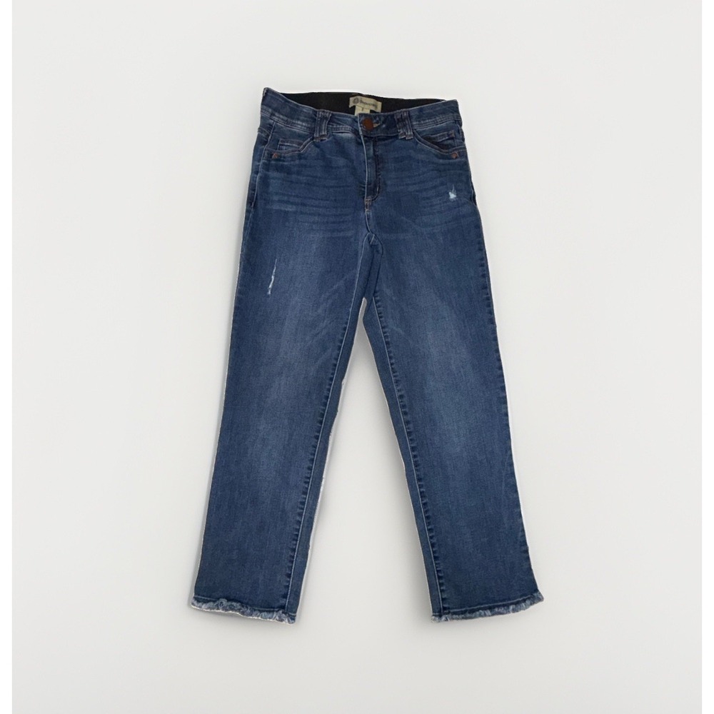 Democracy Ab Technology Straight Leg Ankle Jeans Size 8 Blue Frayed Hem 30x26.5